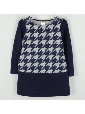 Gymboree Girls Size 4 Blue Gray Houndstooth Crewneck Long Sleeve Sweatshirt